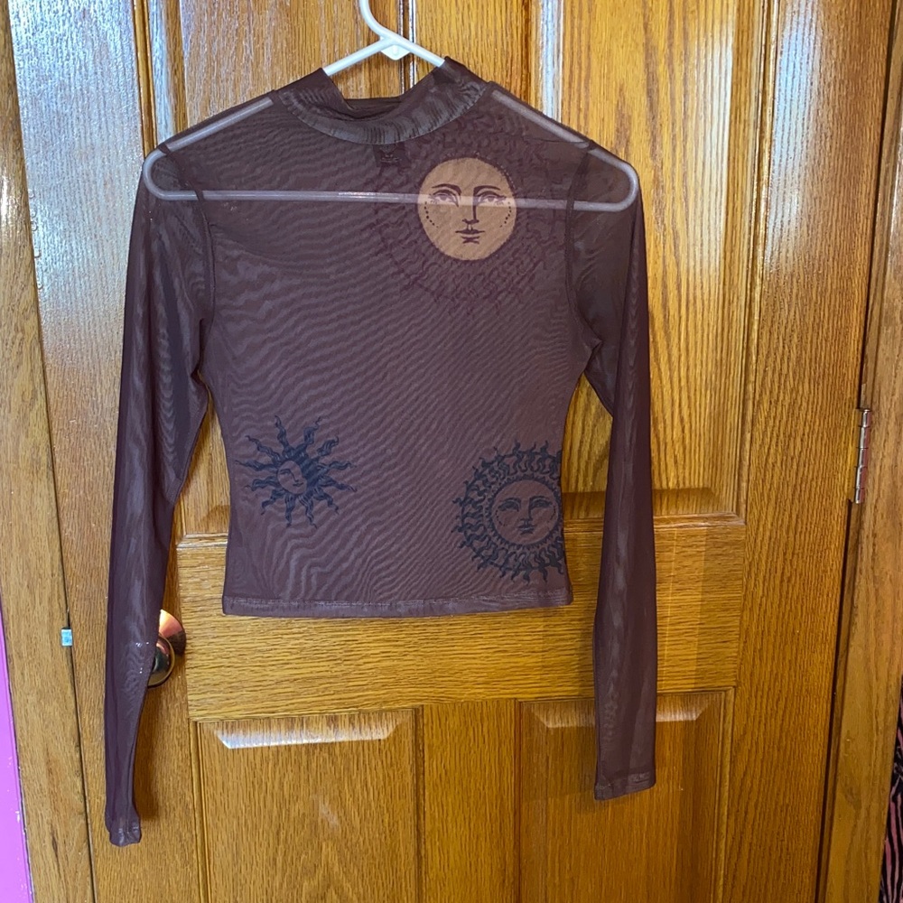 Urban Outfitters Sheer Mesh Top - Brown and Black